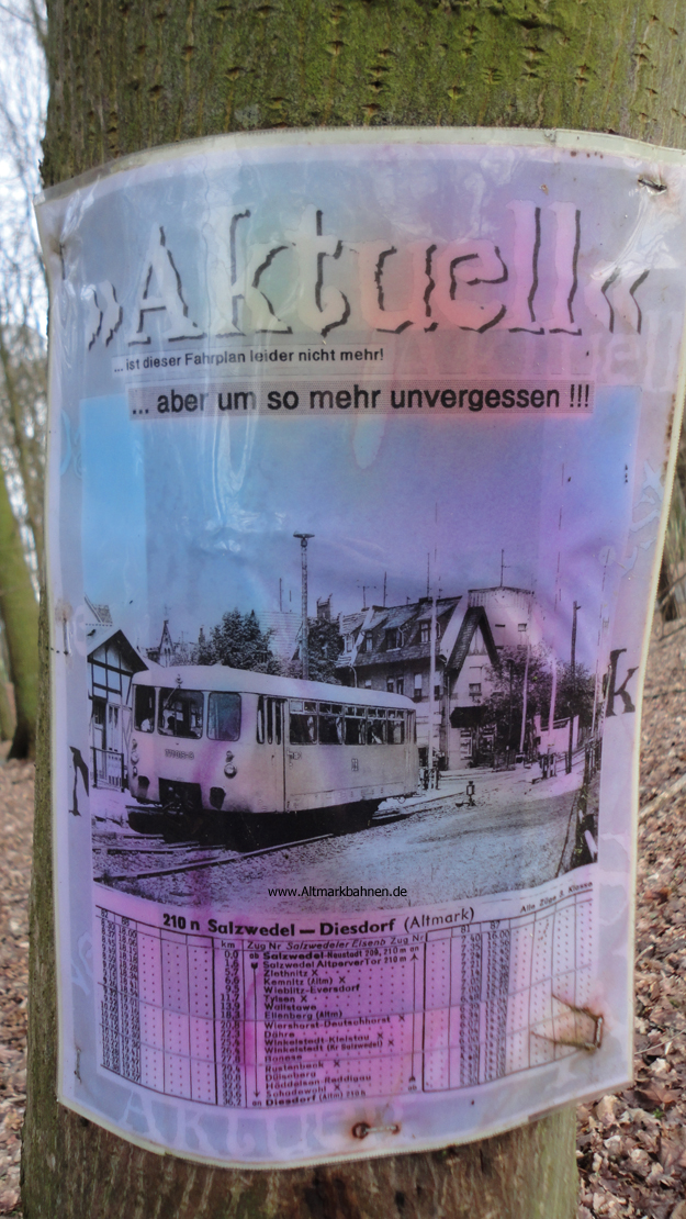 Erinnerungsblatt an Bahnstrecke Salzwedel-Diesdorf
